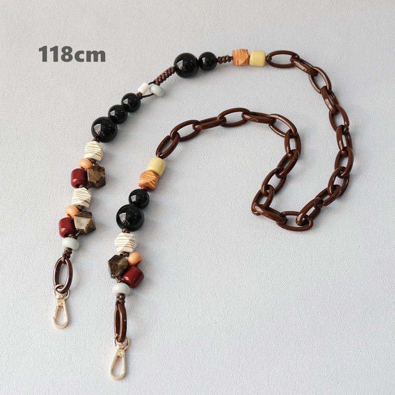 Extended brown link strap with mixed bead section