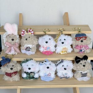 Custom Plush Bag Charm Wholesale with MOQ 100 custom logo and retail packaging options