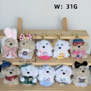 Custom Plush Bag Charm Wholesale with MOQ 100 custom logo and retail packaging options
