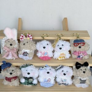 Custom Plush Bag Charm Wholesale with MOQ 100 custom logo and retail packaging options