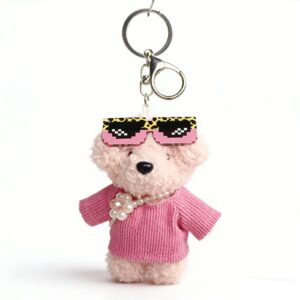 Custom Plush Keychain HH63076-01 for wholesale accessory brands with MOQ 100, logo tag and retail packaging options.