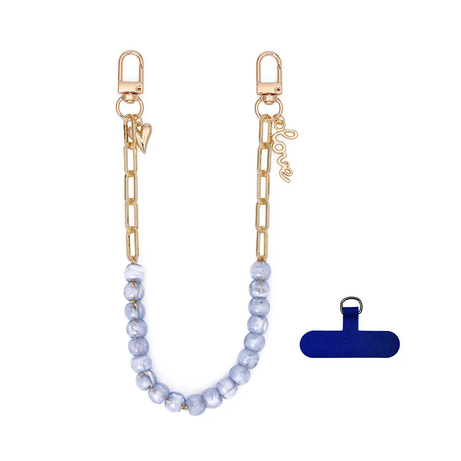 Chain phone wristlets with custom hardware