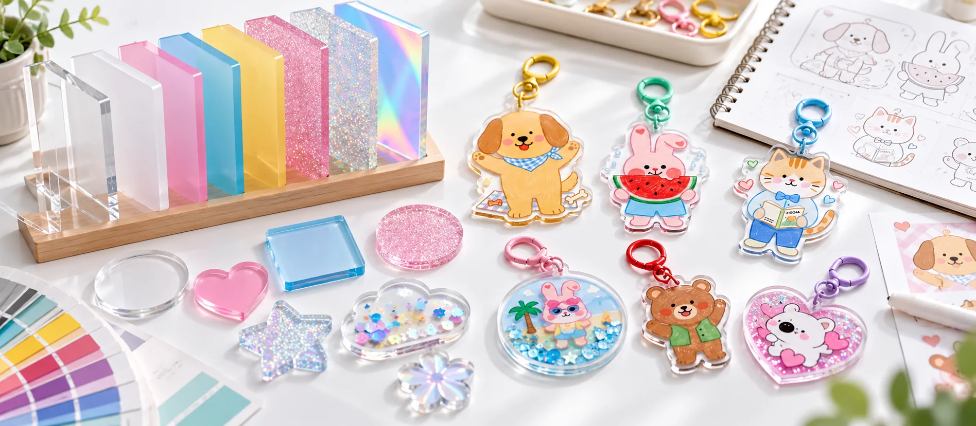 Acrylic sheet and board color selection for custom bag charm production