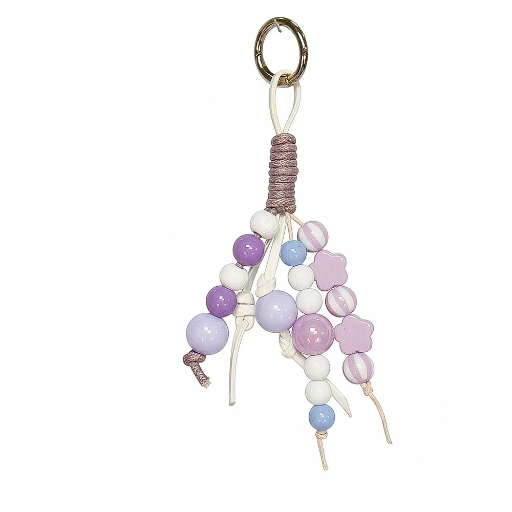 Purple beaded bag charm with keyring for wholesale gift and retail collections