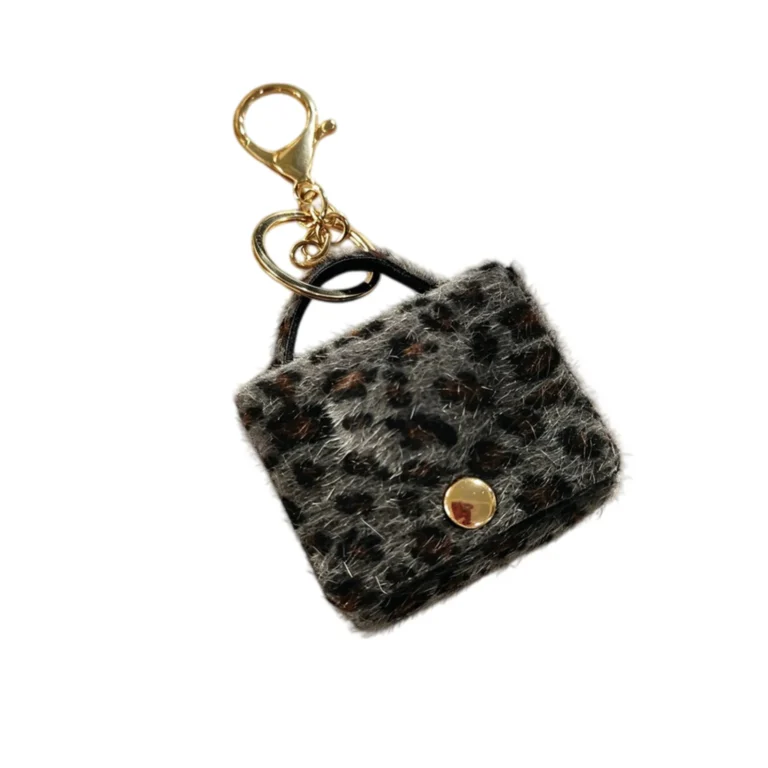 Black leopard-print mini handbag charm