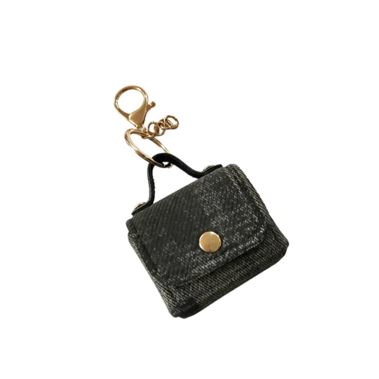 Black ribbed mini handbag charm