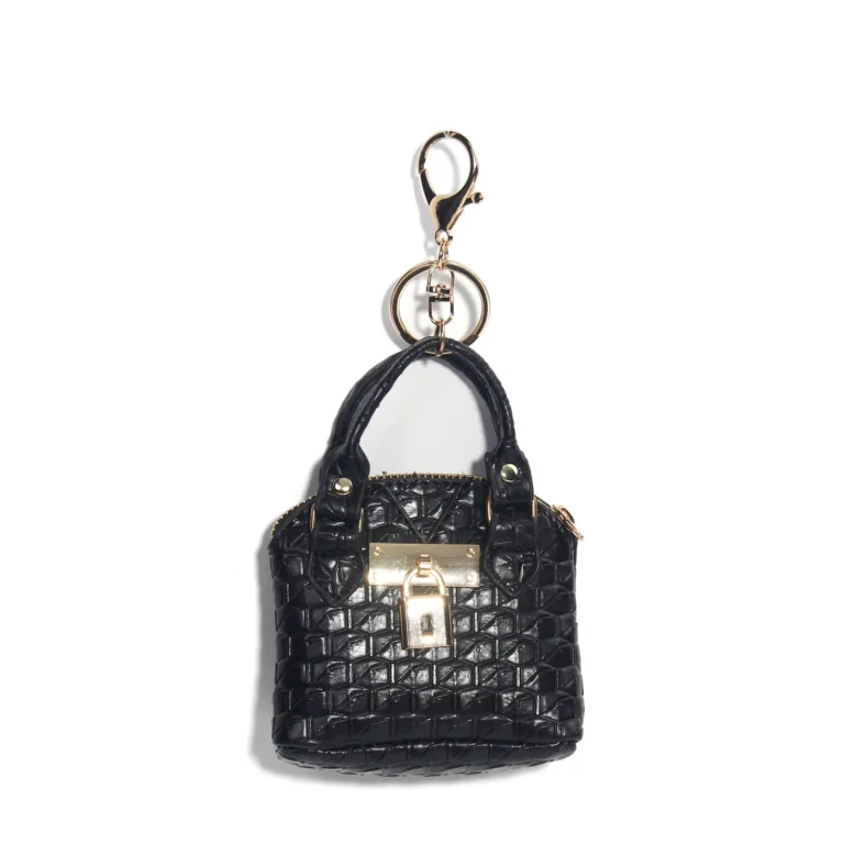 Black textured mini handbag charm