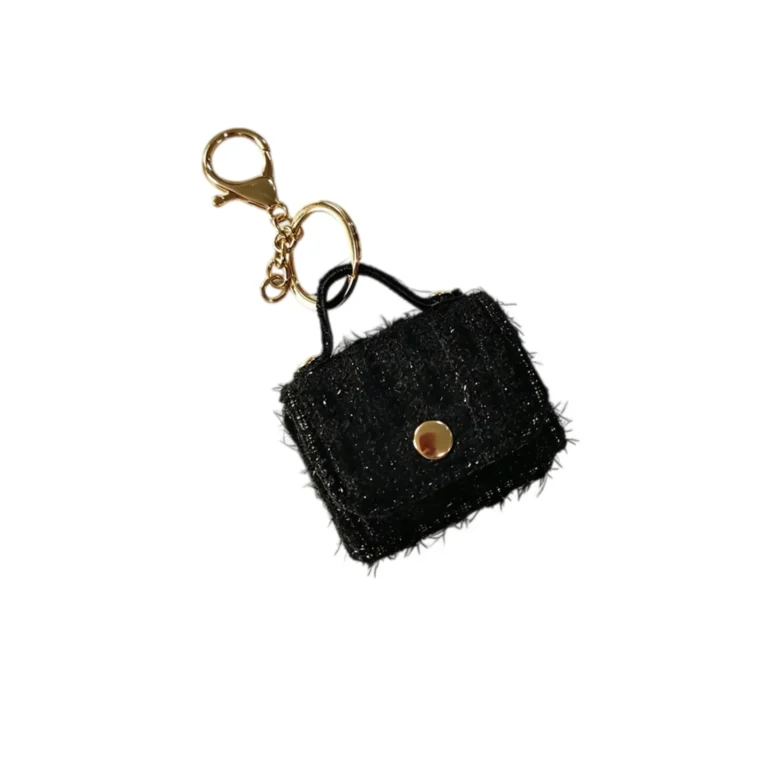 Black textured mini handbag charm