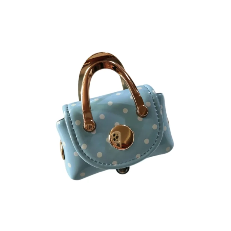 Blue dotted mini handbag pouch