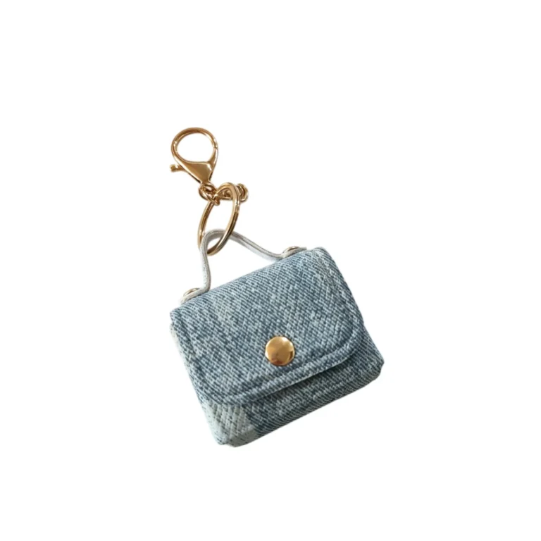 Blue ribbed mini handbag charm
