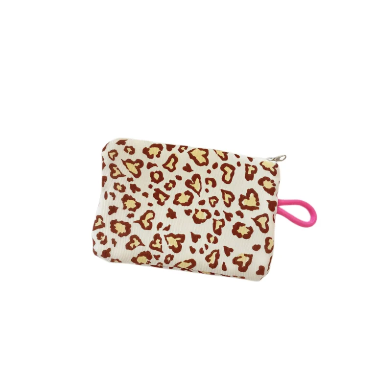 Brown leopard-print zip pouch