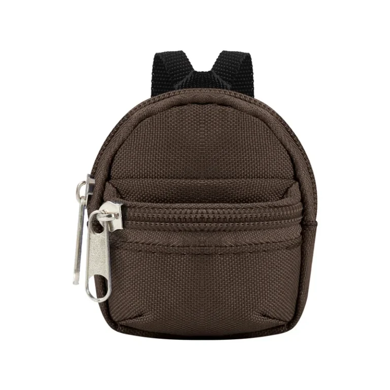 Brown mini backpack zip pouch