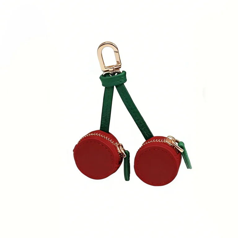 Cherry-pair coin purse keychain