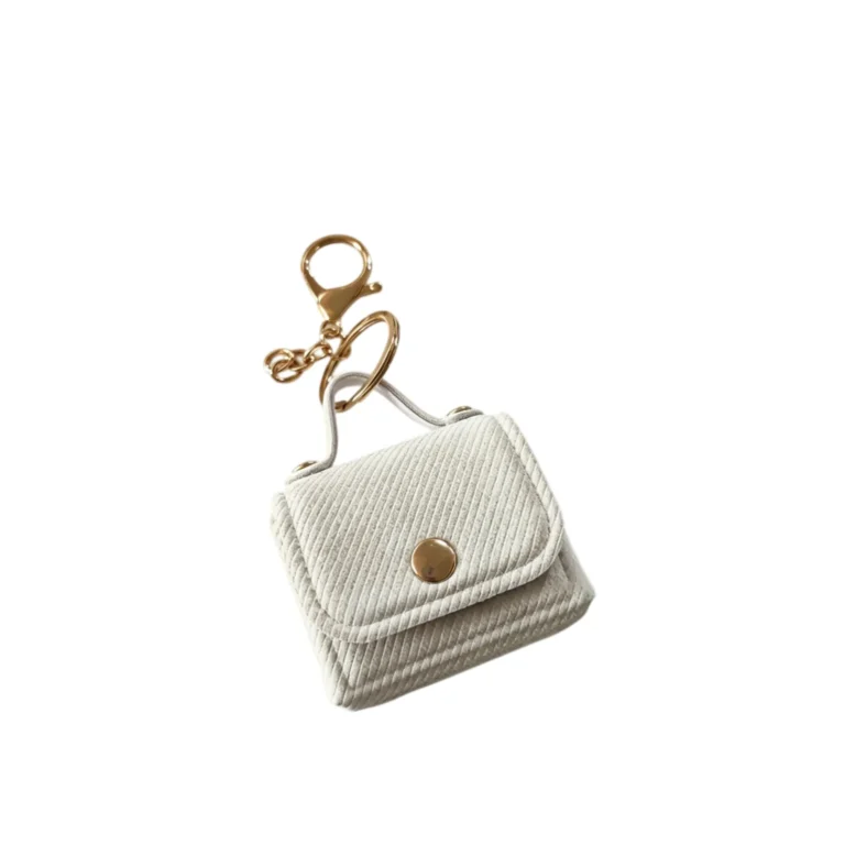 Cream ribbed mini handbag charm