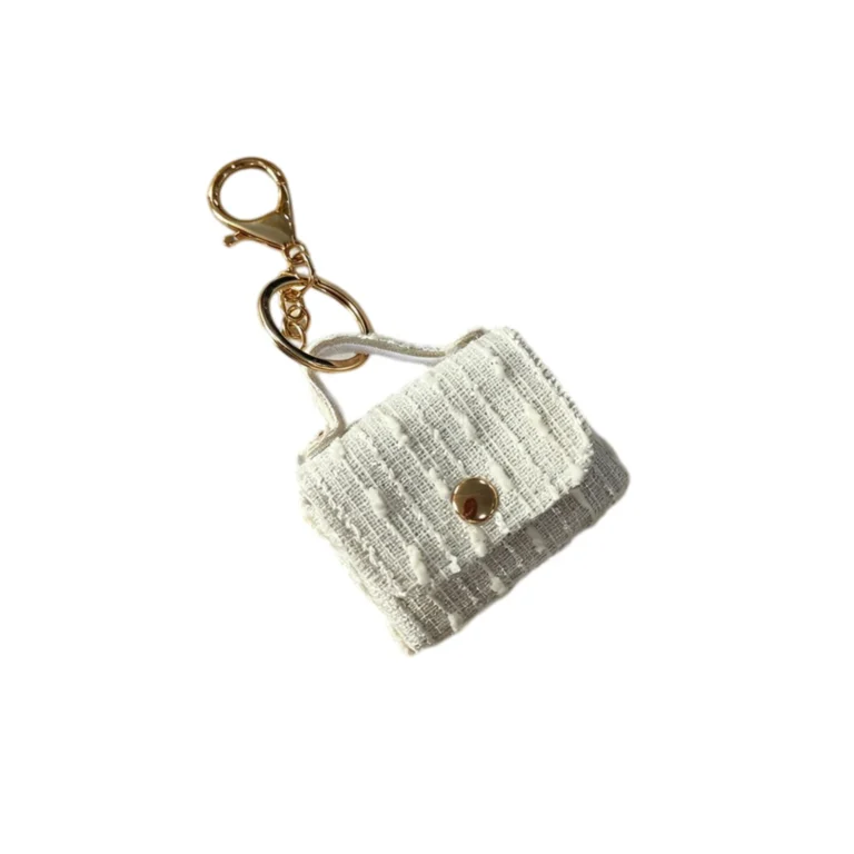 Cream textured mini handbag charm