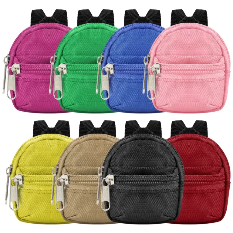 Eight mini backpack zip pouches