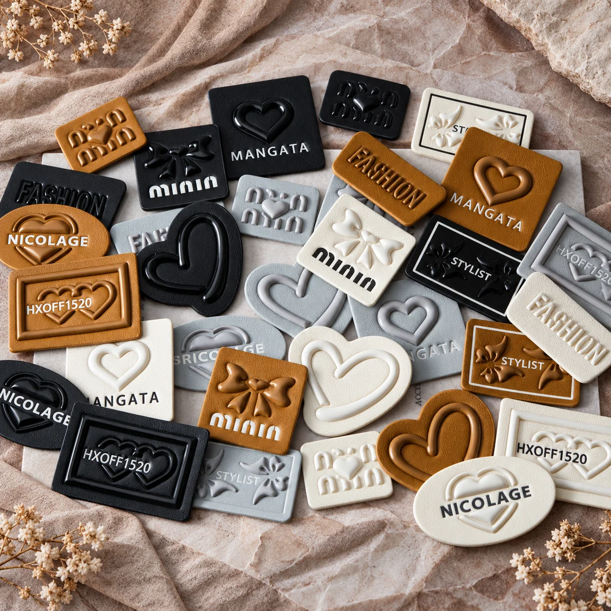 Embossed leather logo patches for private label accessories