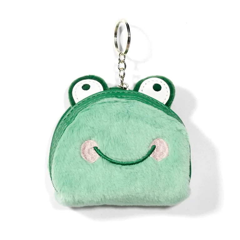 Green fuzzy frog-face coin purse