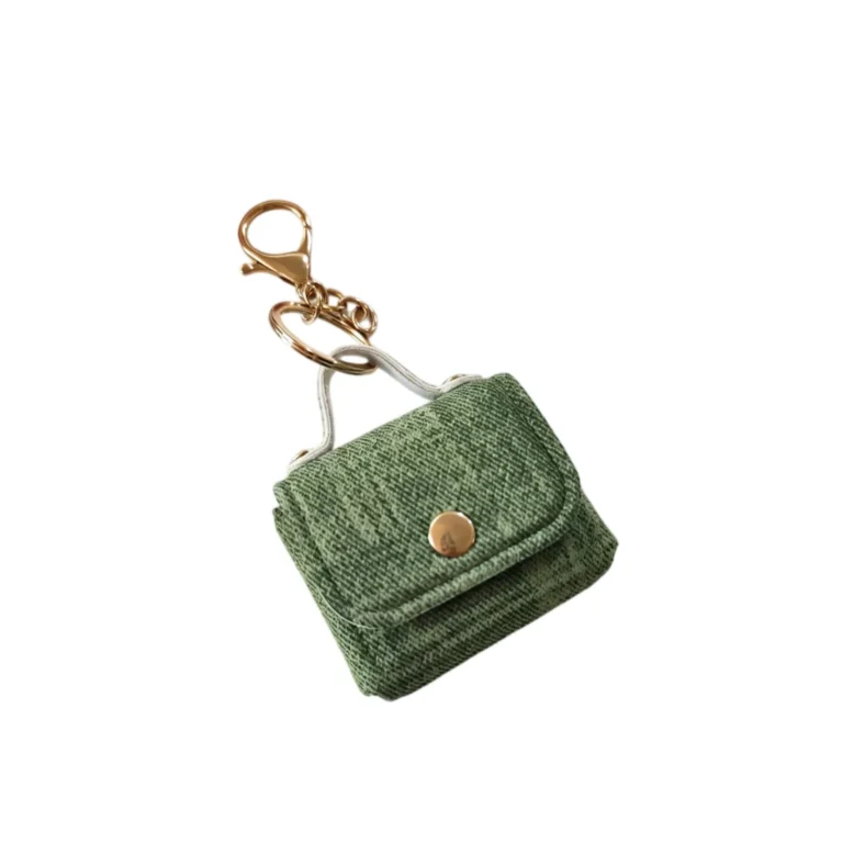 Green ribbed mini handbag charm
