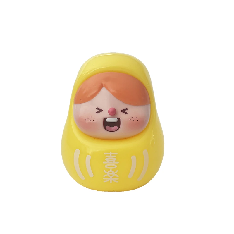Yellow rounded figure with a smiling face and Chinese lettering