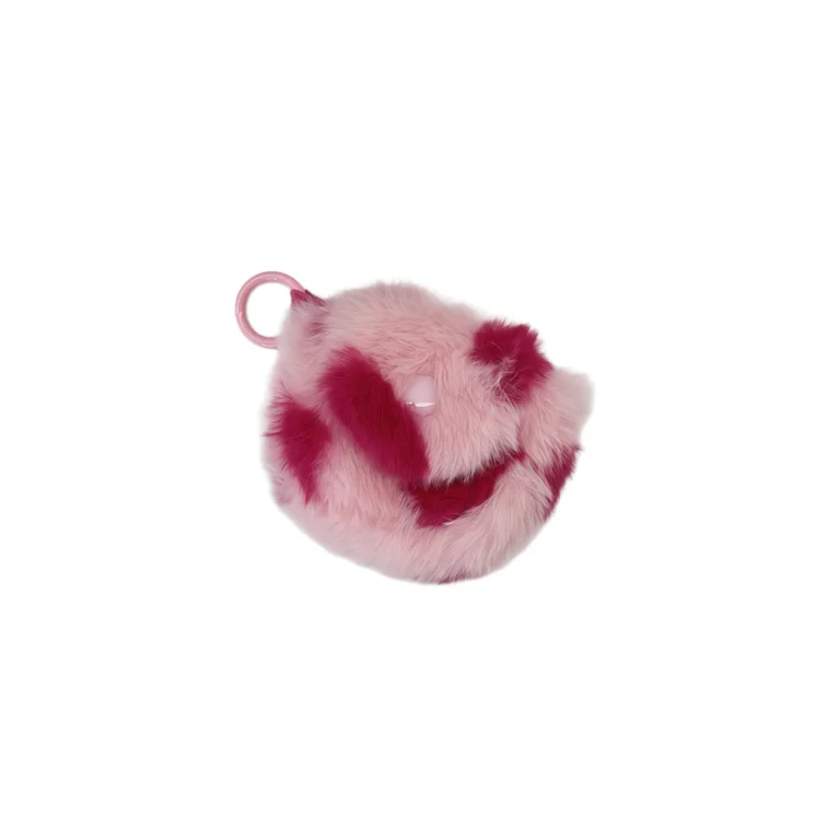Pink fuzzy flap pouch with ring