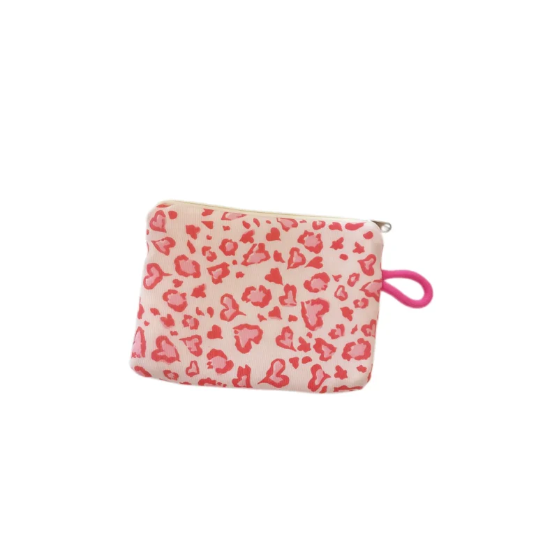 Pink leopard-print zip pouch