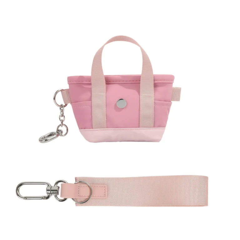Pink mini tote pouch with separate loop strap