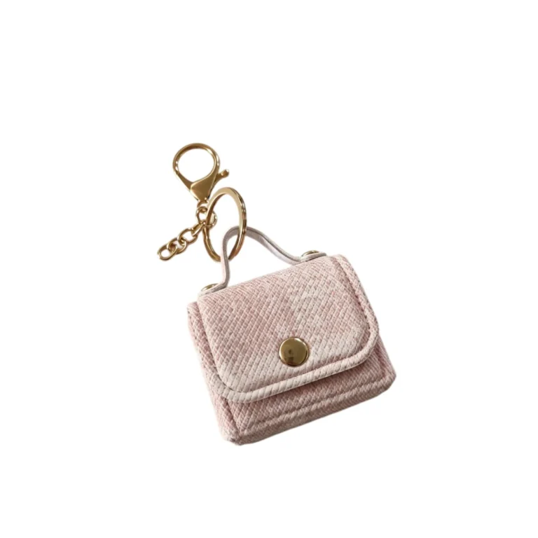 Pink ribbed mini handbag charm