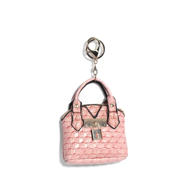 Pink textured mini handbag charm