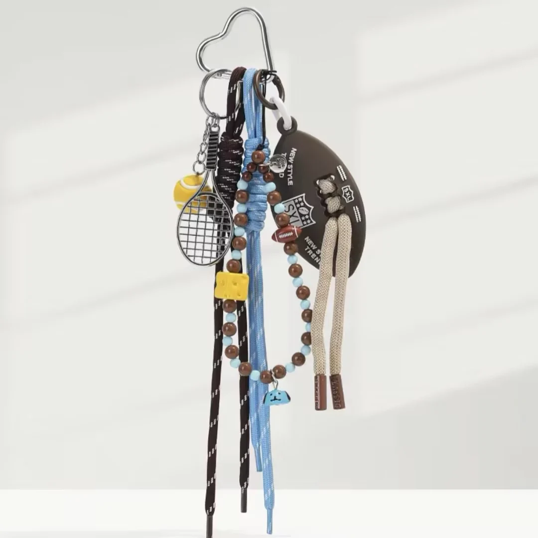 Private label acrylic accessory with chain and mixed charm hardware