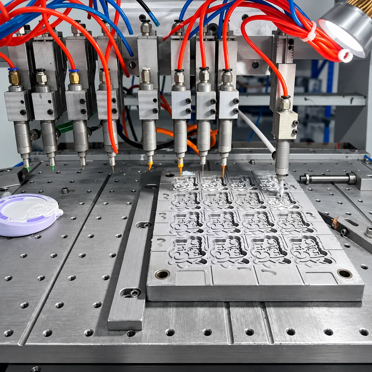 PVC bag charm molds, color filling and attachment production equipment