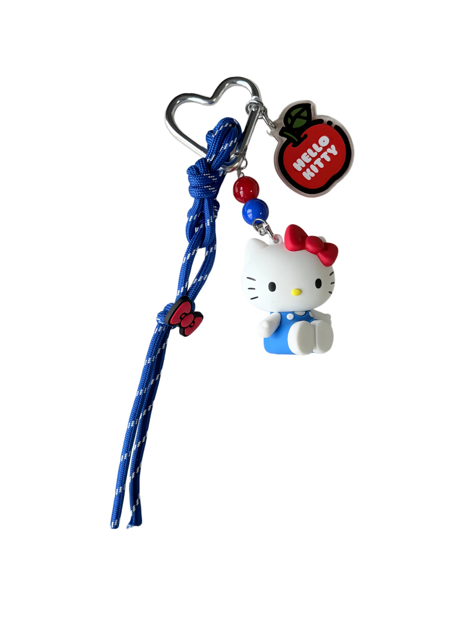 Custom PVC bag charm with character detail, cord and keyring hardware