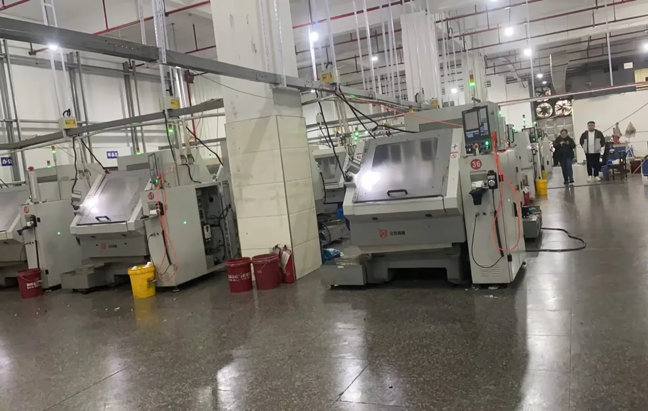 Mold workshop with rows of machining equipment