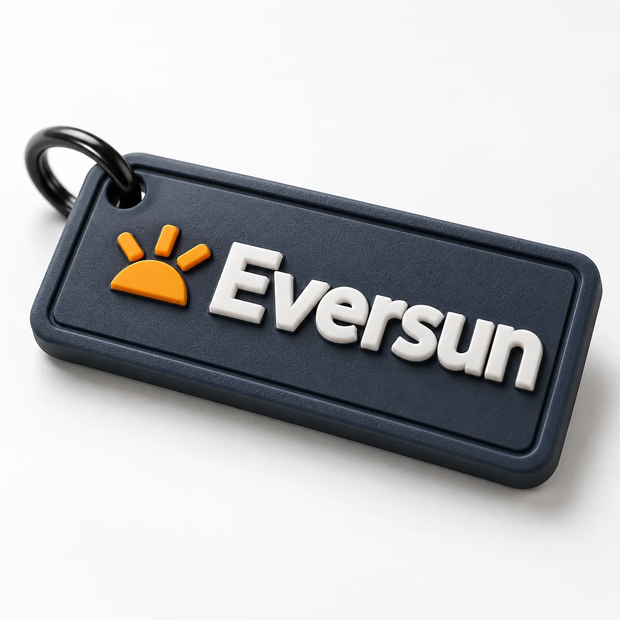Raised relief PVC logo tag in black and orange