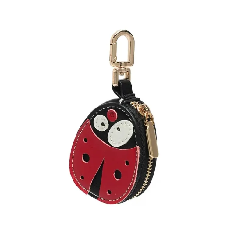 Red-and-black ladybug coin purse keychain