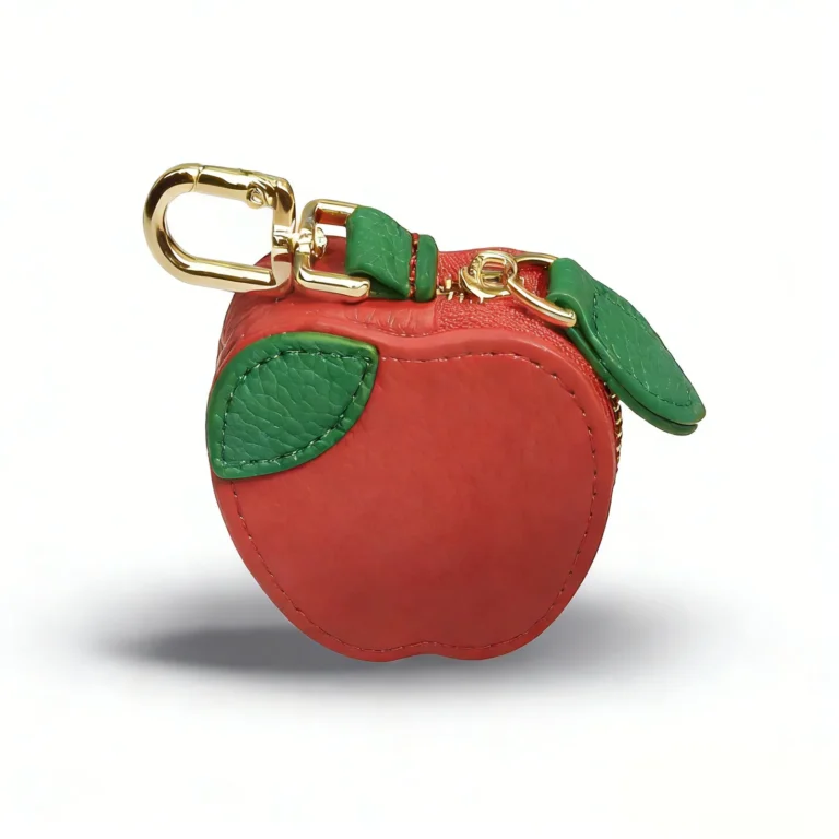 Red apple-shaped coin purse keychain