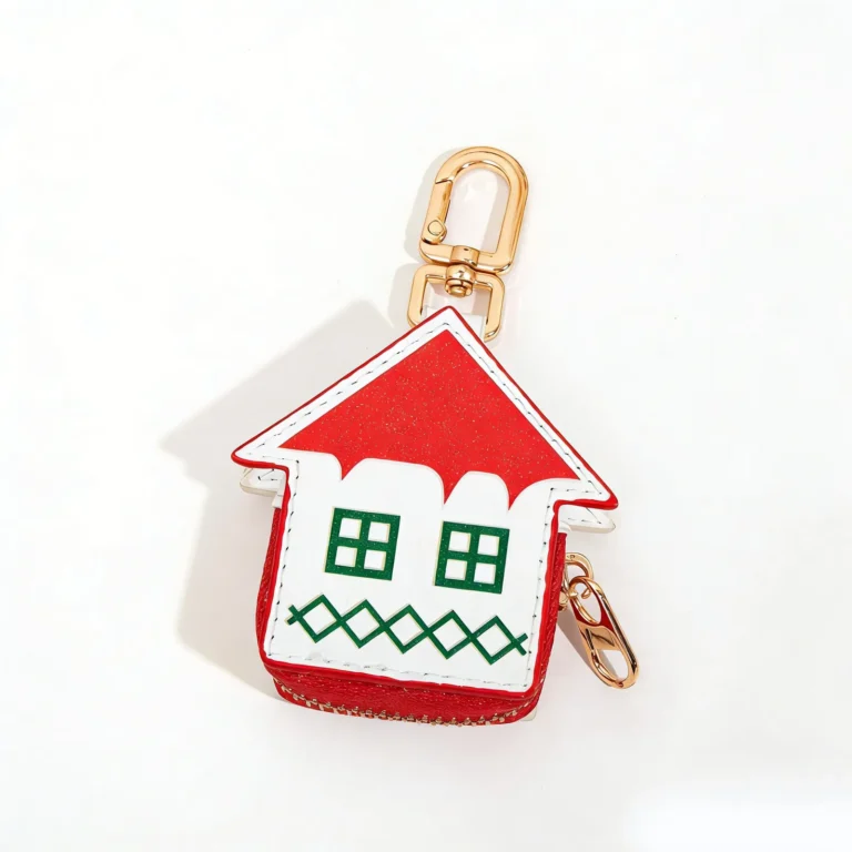 Red-roof house coin purse keychain