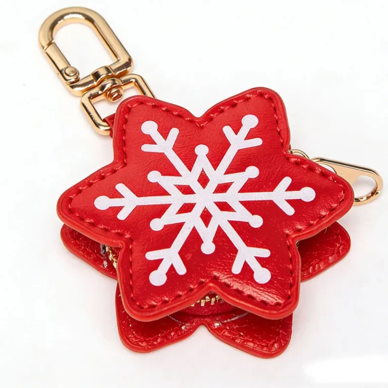 Red snowflake coin purse keychain