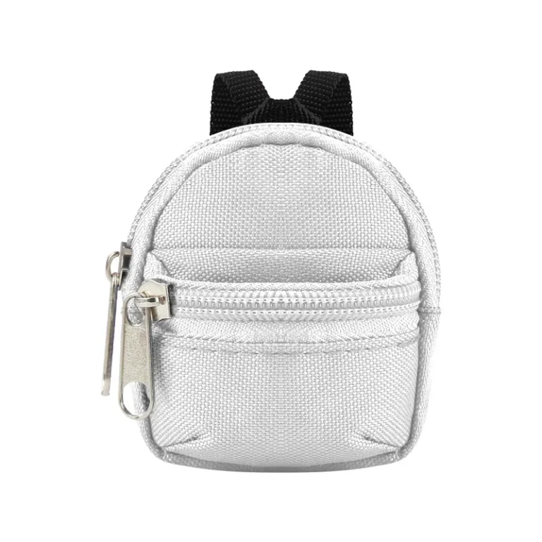 Silver-gray mini backpack zip pouch