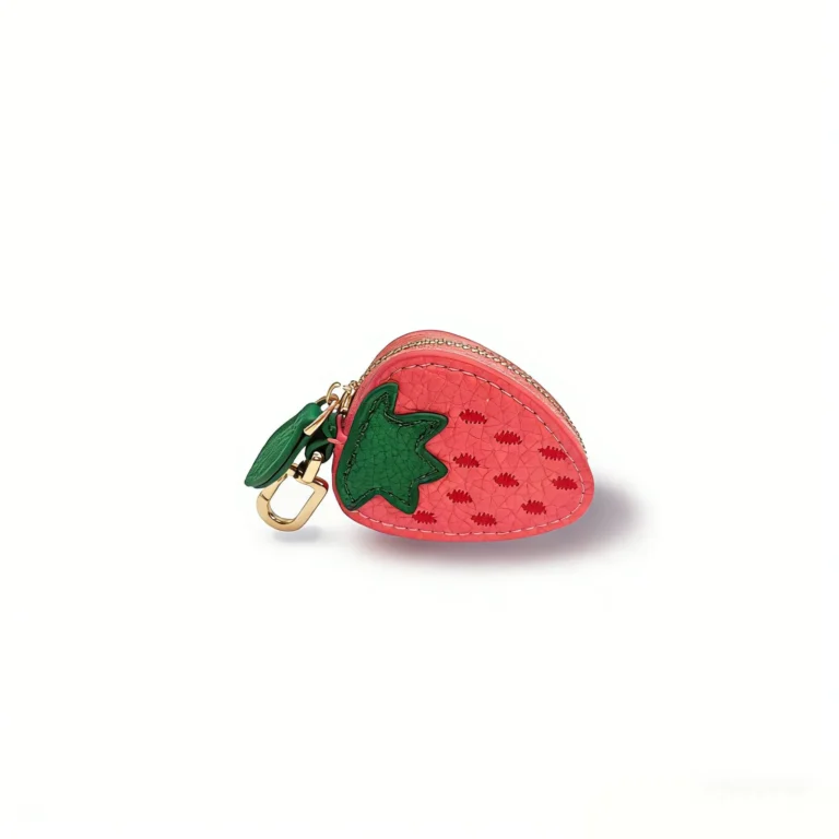 Strawberry-shaped coin purse keychain