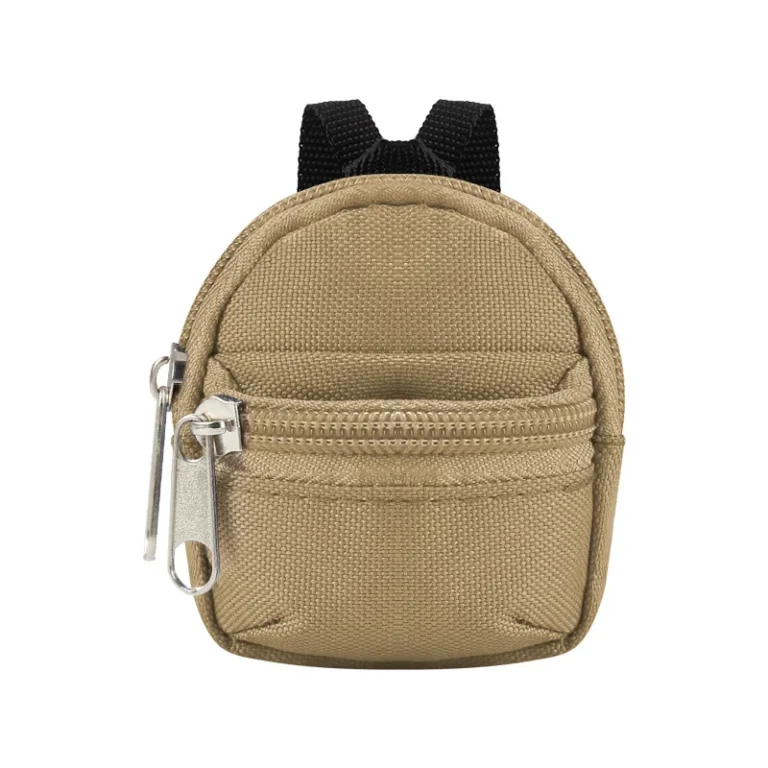 Tan mini backpack zip pouch
