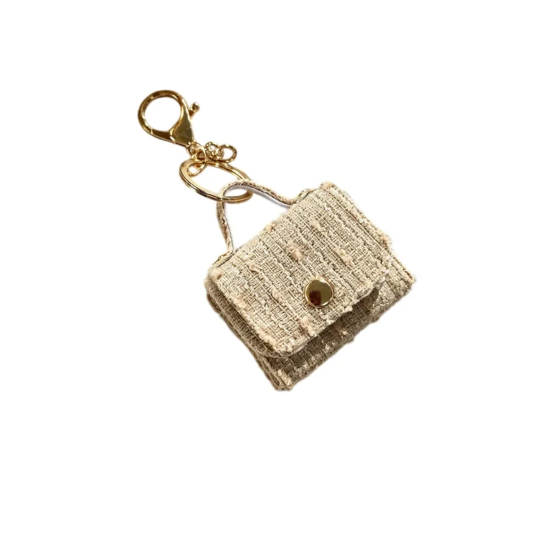 Tan textured mini handbag charm