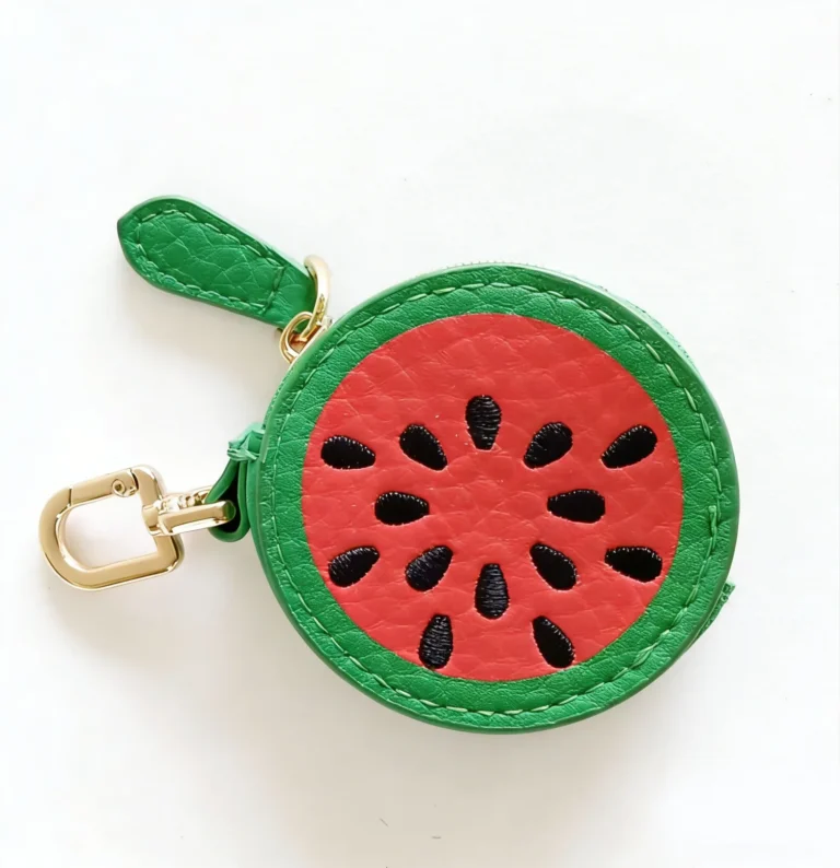 Watermelon-slice coin purse keychain