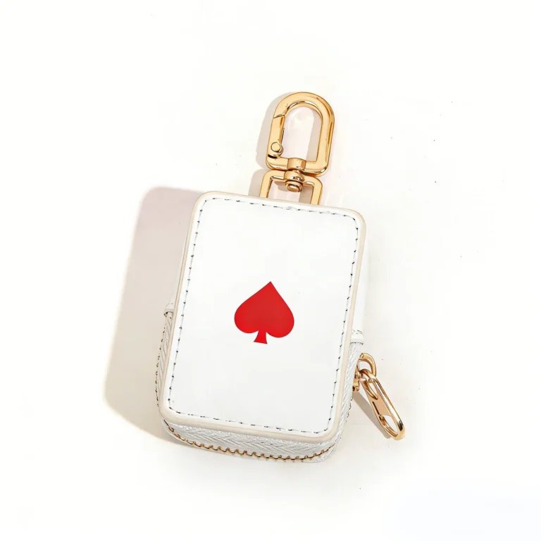 White card-motif coin purse keychain