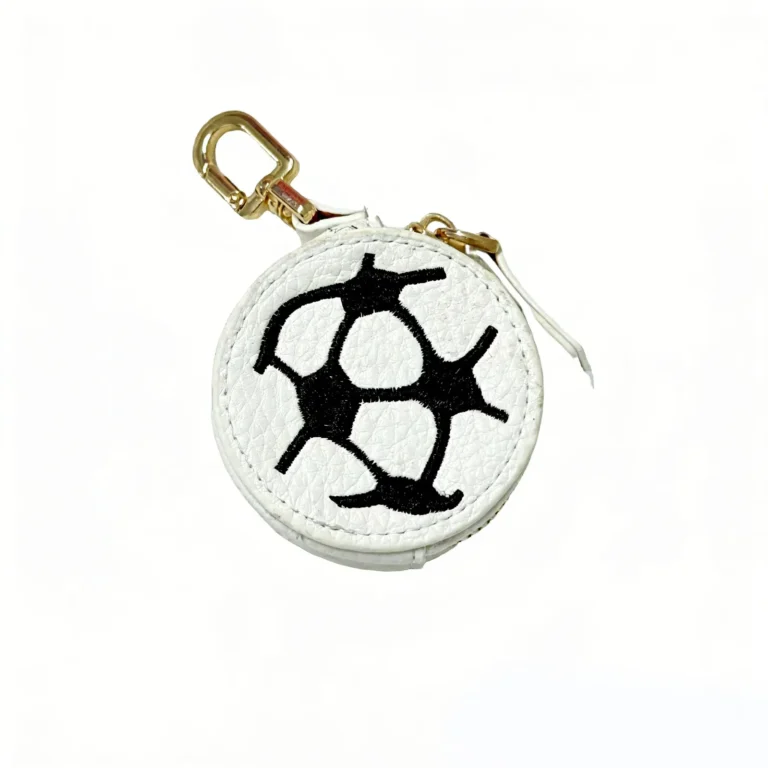 White soccer-ball coin purse keychain
