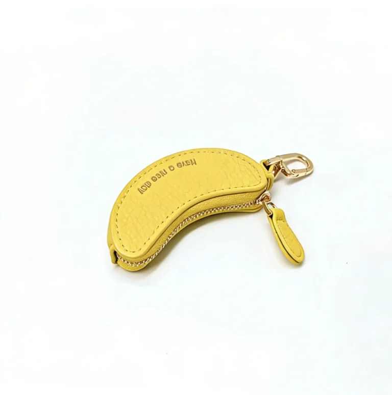 Yellow banana-shaped coin purse keychain