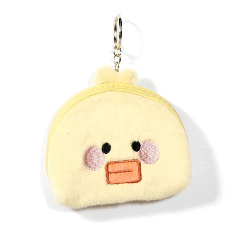 Yellow fuzzy duck-face coin purse