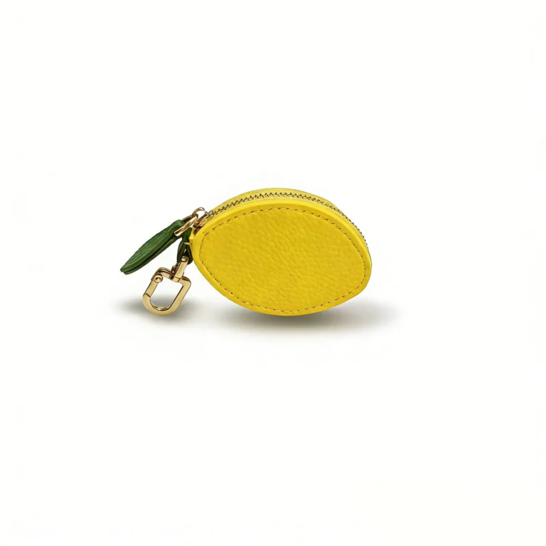 Yellow lemon-shaped coin purse keychain