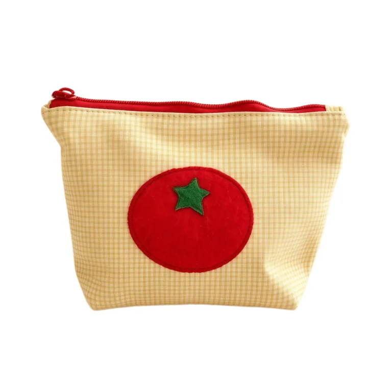 Yellow tomato-patch zip pouch